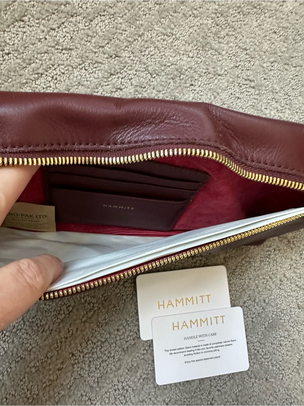 Hammitt Invitation Clutch Zebra Raffia Oxblood Leather Gold Chain New With Tags - Picture 10 of 15